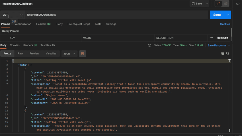 GET API Node MongoDB