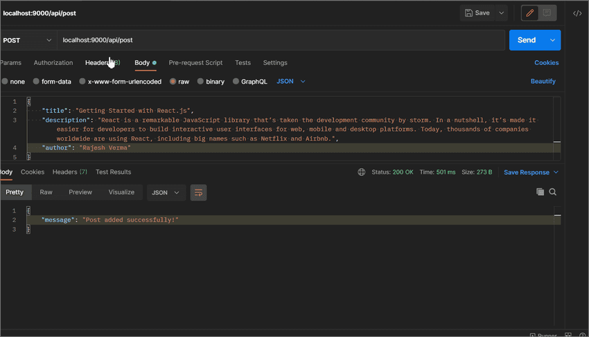 Create POST API Node MongoDB