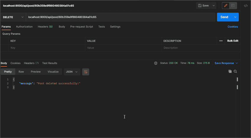 DELETE API Node MongoDB