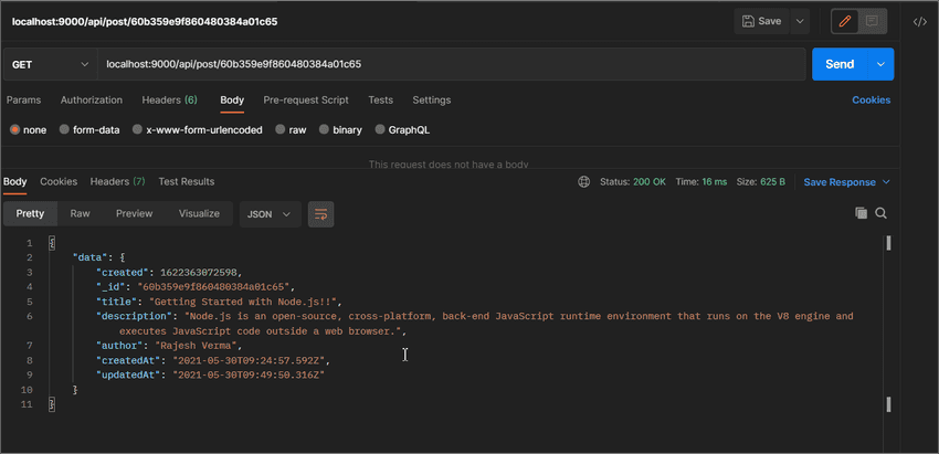 After Update Node MongoDB