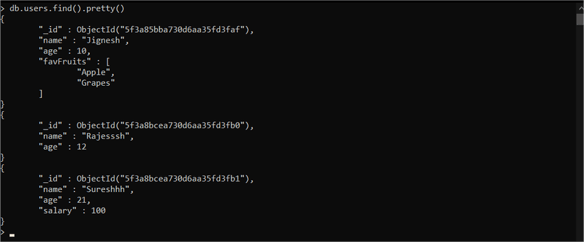 Find Operation with pretty data